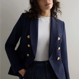 Quince Navy Blue Blazer with Gold Buttons+Scuba with zip in feature